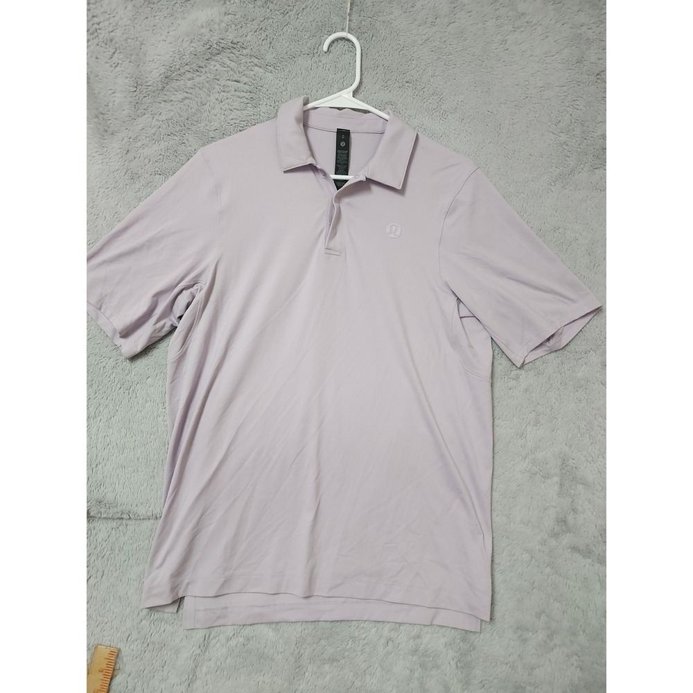Lululemon Logo Sport Polo Shirt Mens XS Short Sleeve Athletic Purple Preppy - Picture 2 of 9